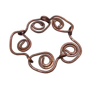 Copper Swirls Wire Link Bangle Bracelet Hook Closure